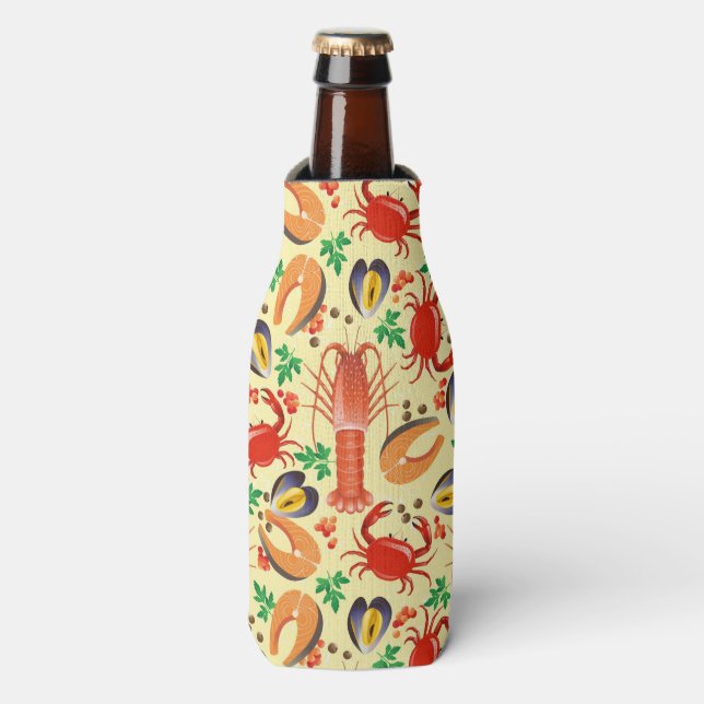 Seafood Pattern Bottle Cooler (Bottle Front)