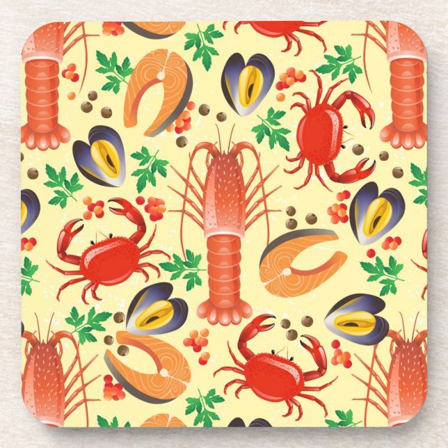 Seafood Pattern Coaster (Front)