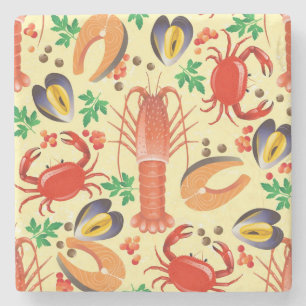 Seafood Pattern Stone Coaster