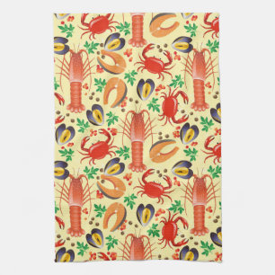 Seafood Pattern Tea Towel