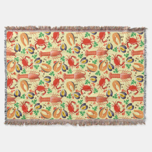 Seafood Pattern Throw Blanket