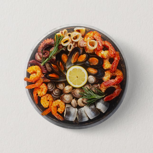 Seafood Platter 6 Cm Round Badge (Front)