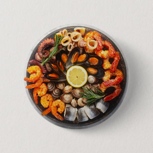 Seafood Platter 6 Cm Round Badge