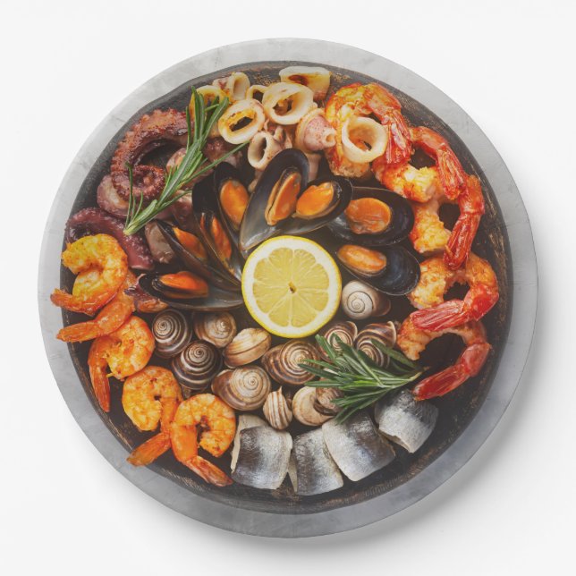 Seafood Platter Paper Plate (Front)