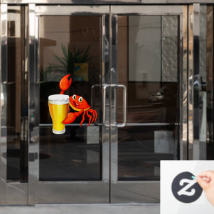 Seafood Restaurant Cartoon Crab With Beer Decor