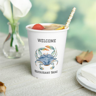 Seafood restaurant welcome blue Crab Personalise Paper Cups
