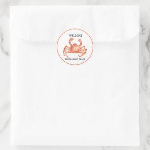 Seafood restaurant welcome red Crab Personalise Classic Round Sticker