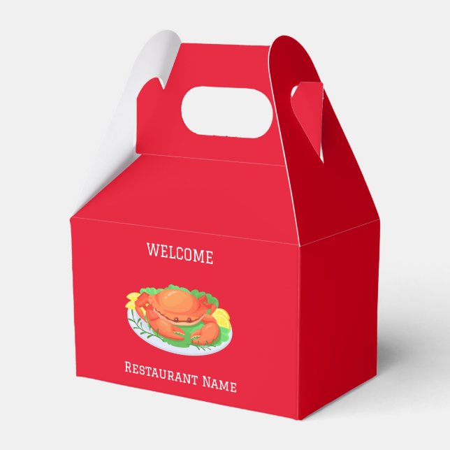 Seafood restaurant welcome red Crab Personalise na Favour Box (Front Side)