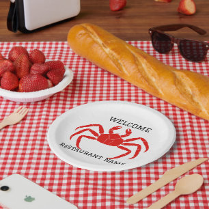 Seafood restaurant welcome red Crab Personalise na Paper Plate