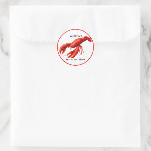 Seafood restaurant welcome red lobster Personalise Classic Round Sticker