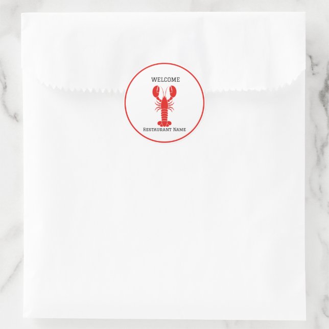 Seafood restaurant welcome red lobster Personalise Classic Round Sticker (Bag)