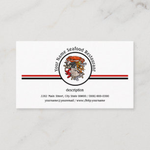 Seafood Shellfish Crab Restaurant Logo Custom  Business Card