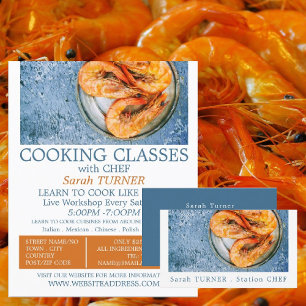 Seafood Shrimp, Cooking Classes Advertising Flyer