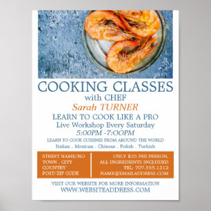 Seafood Shrimp, Cooking Classes Advertising Poster