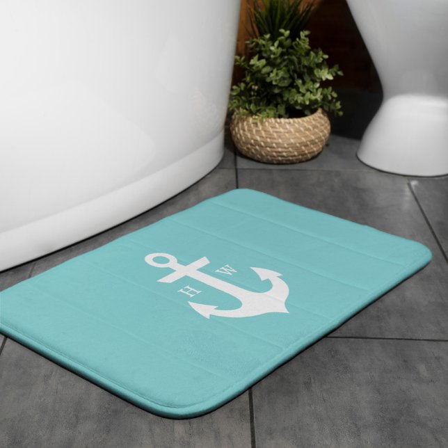 Seaglass Anchor Monogram Bath Mat (Creator Uploaded)