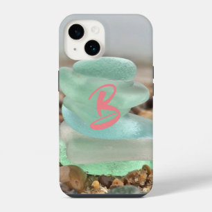 Seaglass and beach sand teal blue grey green iPhone 14 case