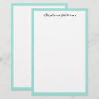 Seaglass Sea Green Border Custom Monogram Name