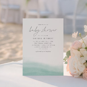 Seaglass Tides Coastal Watercolor Baby Shower Invitation