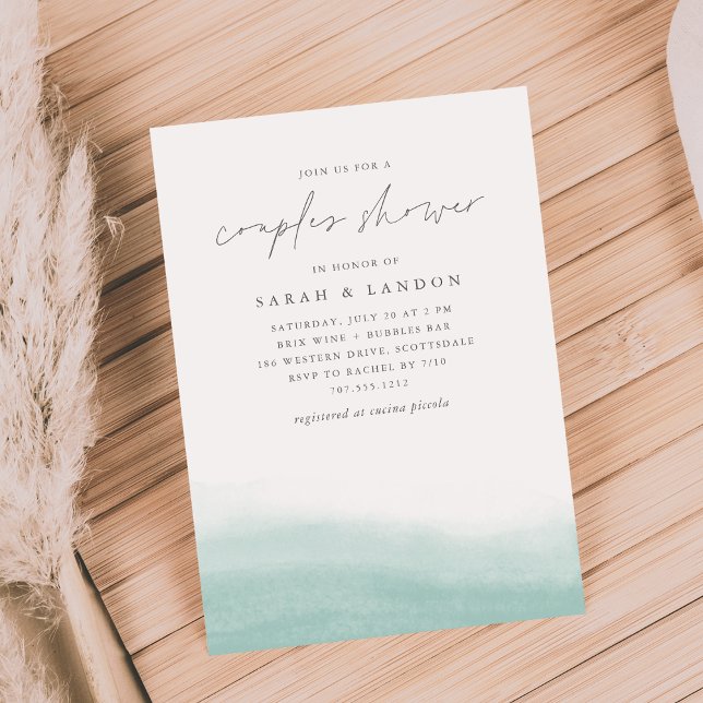 Seaglass Tides Coastal Watercolor Couples Shower Invitation (Creator Uploaded)