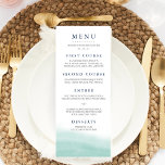 Seaglass Tides Wedding Menu<br><div class="desc">Place these elegant menu cards at each place setting for a beautiful touch to your wedding reception setup. Chic beachy design features grey and marine blue lettering with your names and wedding date at the top, and a watercolor wash element at the bottom in sheer seaglass green. Coordinates with our...</div>