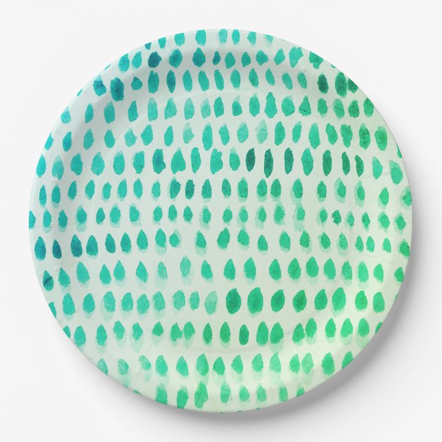 Seaglass  Watercolor Pattern Paper Plate (Front)