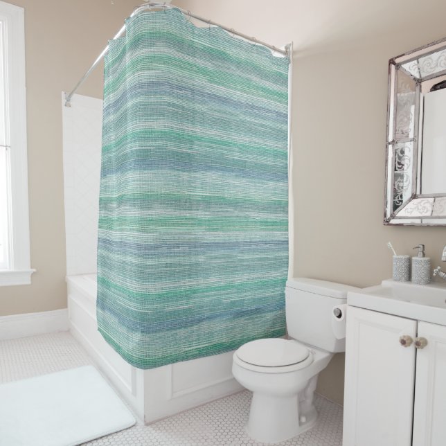  Seagrass Coastal Painting Pattern Shower Curtain (In Situ)