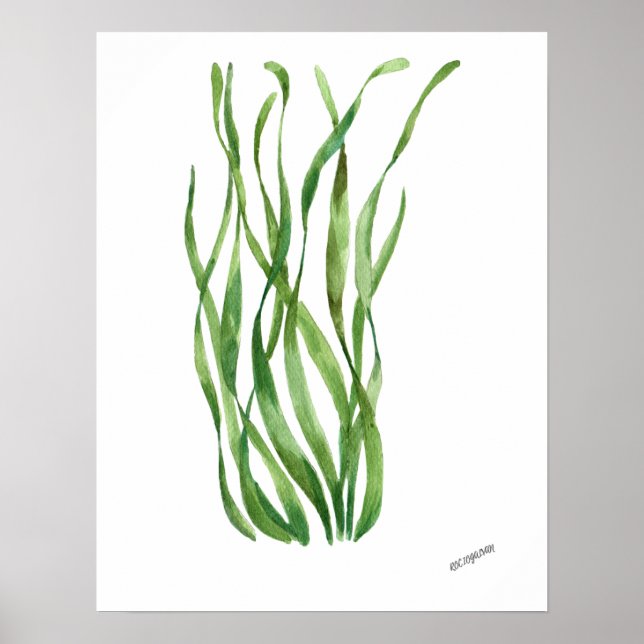 Seagrass underwater watercolor sea life poster (Front)