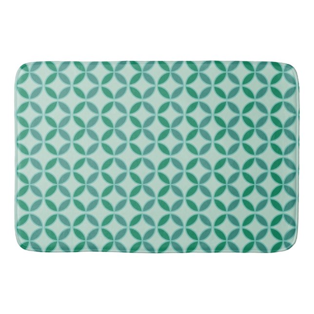 Seagreen and mint circles petals diamonds pattern bath mat (Front)