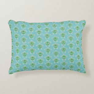 Seagreen Tribal Green Sea Turtles Decorative Cushion