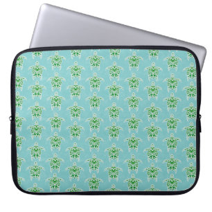 Seagreen Tribal Green Sea Turtles Laptop Sleeve