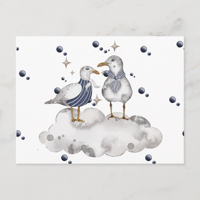 Seagull Adventure Postcard | Coastal Seaside Art  (Front)
