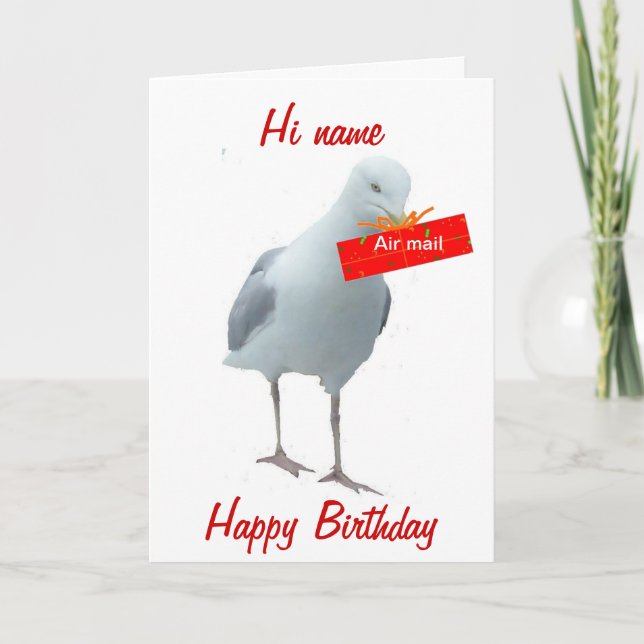 Seagull Air Mail Birthday add name front Card (Front)