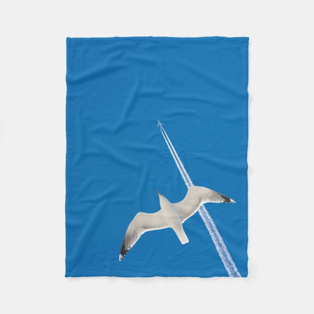 Seagull and aeroplane fleece blanket (Front)