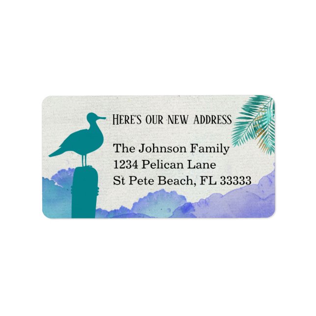 Seagull and Blue Ocean Waves Change of Address Label (Front)