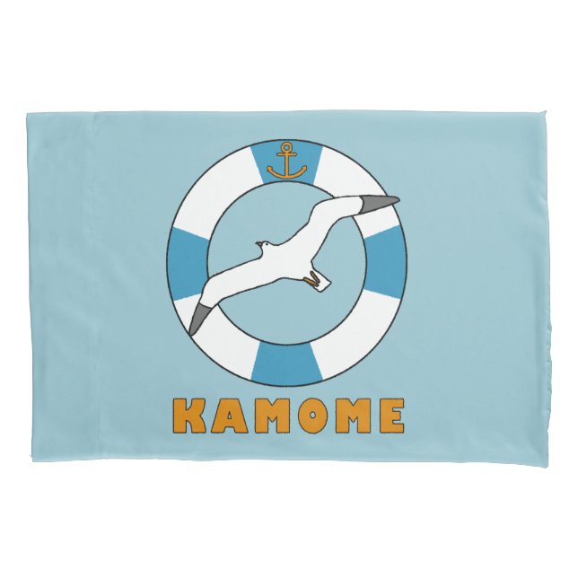 Seagull and Swim Ring Light Blue Pillowcase (Front)