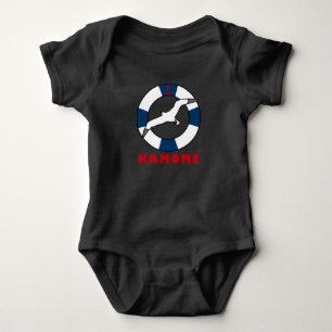 Seagull and Swim Ring Navy Blue Baby Bodysuit