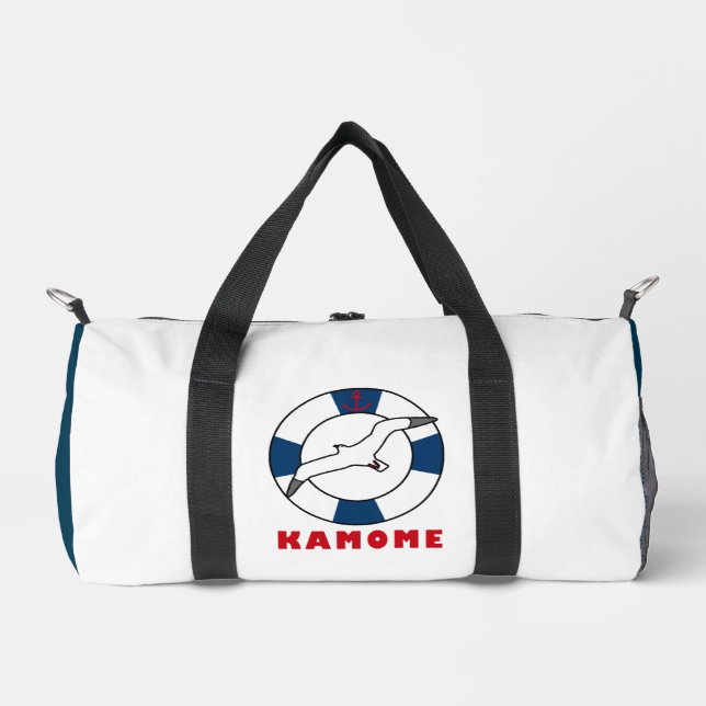 Seagull and Swim Ring Navy Blue Duffle Bag (Front)