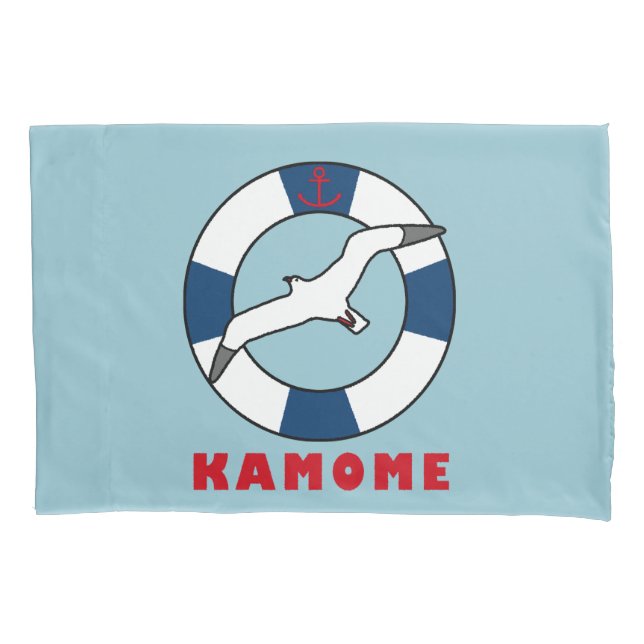 Seagull and Swim Ring Navy Blue Pillowcase (Front)