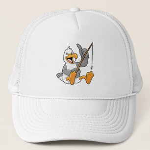 Seagull at Fishing with Fishing rod Trucker Hat