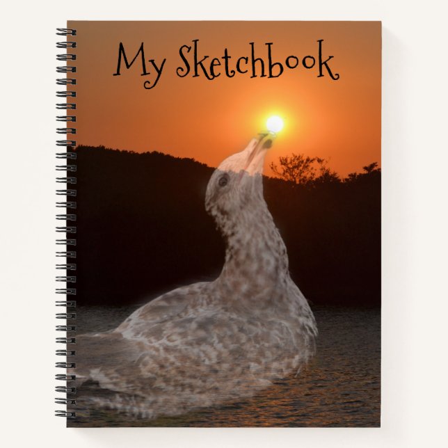 Seagull At Sunset Sketch Notebook (Front)