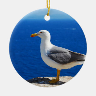 Seagull at the Beach Ceramic Ornament