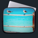 Seagull beach birds turquoise ocean photo coastal laptop sleeve<br><div class="desc">There’s good vibes all around whenever you use this playful photography neoprene laptop sleeve of happy, white and grey seagulls relaxing on a rope fence set against the turquoise ocean. This laptop sleeve comes in three sizes: 15", 13", and 10”. Makes a great gift for someone special! You can easily...</div>