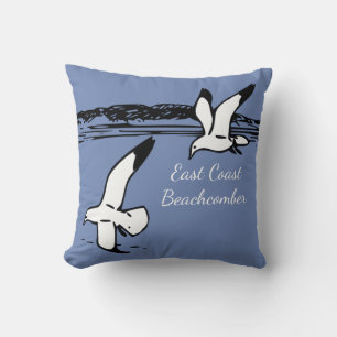 Seagull Beach East Coast Beachcomber blue pillow