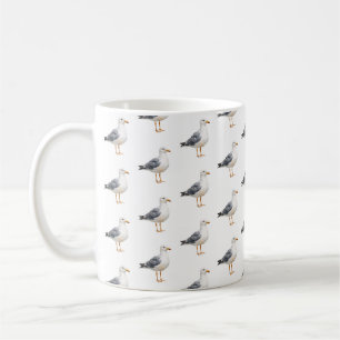Seagull Bird Beach Ocean Coast White Watercolor Coffee Mug