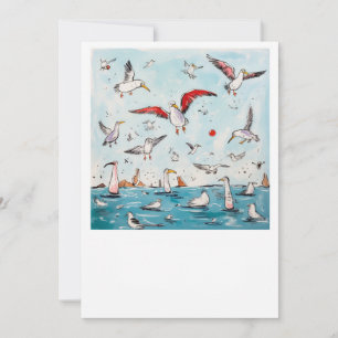 Seagull, bird, flying birds  invitation