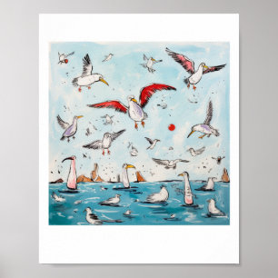 Seagull, bird, flying birds poster