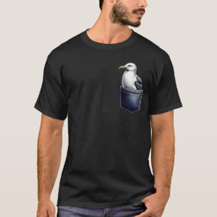 Seagull Bird in Pocket Bird Lover Harbour T-Shirt