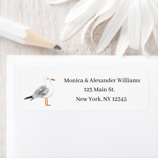 Seagull Bird Ocean Coast Beach Return Address Label (Insitu)