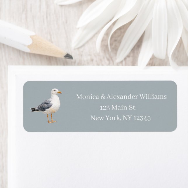 Seagull Bird Ocean Coast Beach Return Address Label (Insitu)