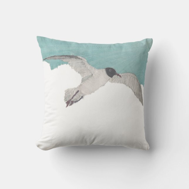 Seagull, Bird, Sky, Coastal, Beach Themed Outdoor Cushion (Front)